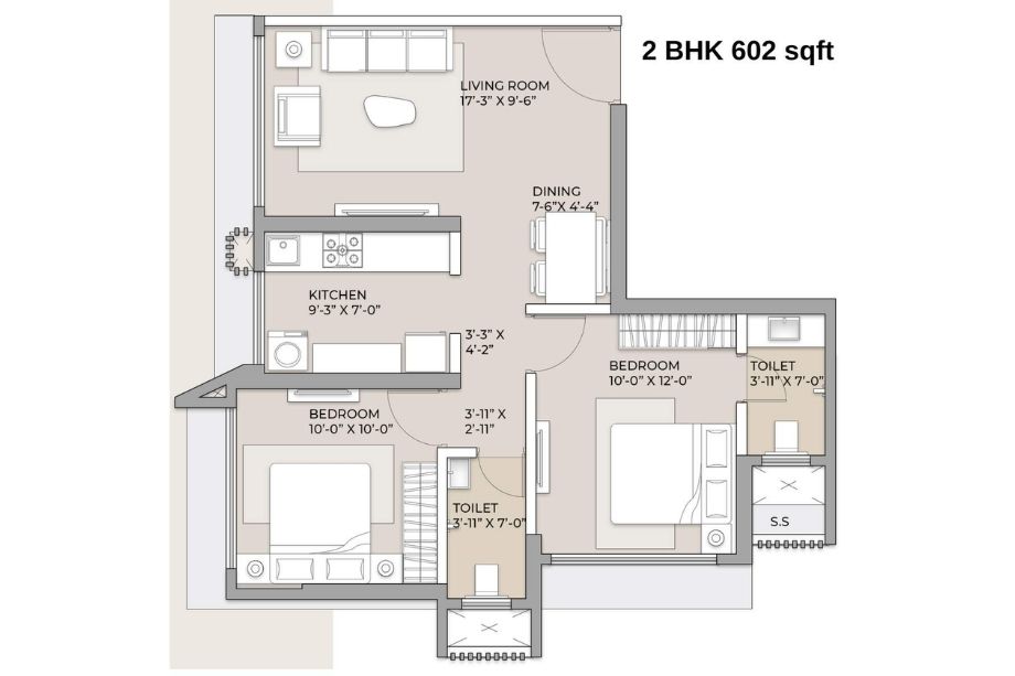 Arkade-Aspire-Floor-Plan-Wing-A-2-BHK-Unit-1-602-sqft